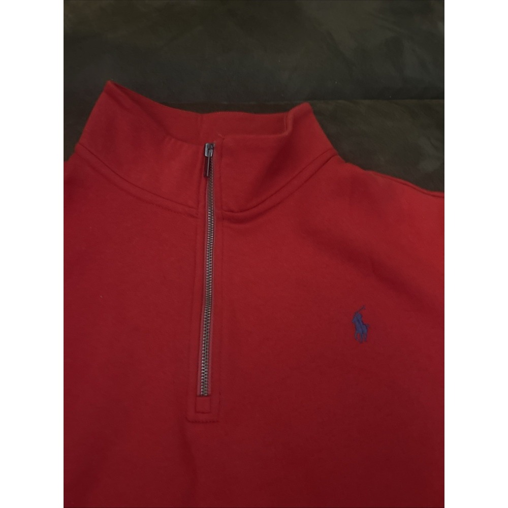 POLO RALPH LAUREN Men's 2XLT Big & Tall Jersey 1/4 zip Pullover Sweatshirt Red